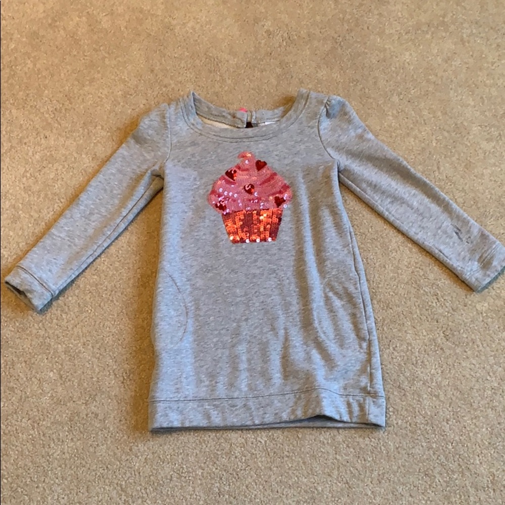 Girls Sweater Dress with Sequined Cupcake.